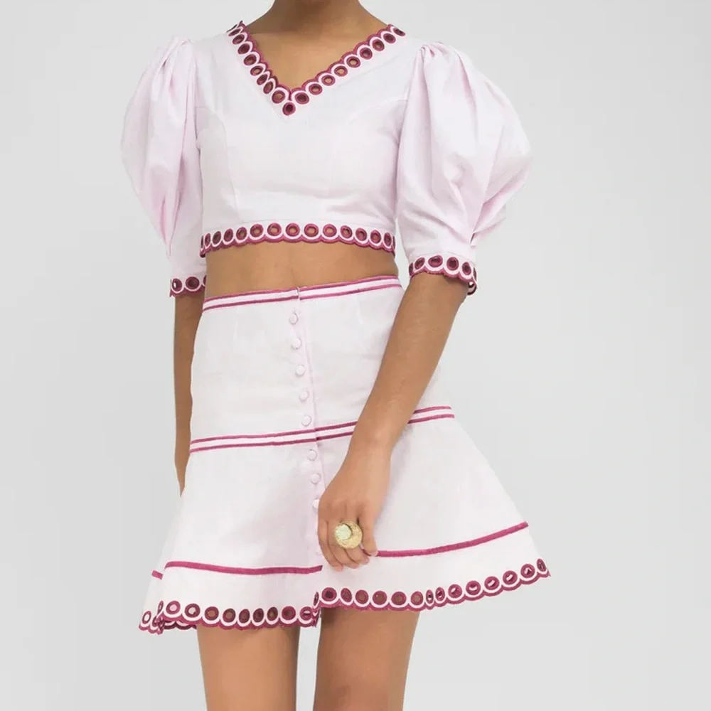 FANM MON x Dopple Kids Little Girls Mugla 2 Piece Embroidered Top + Skirt